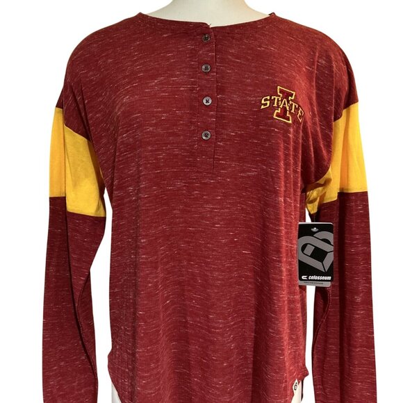 NEW Iowa State Cyclones Colosseum Adventure Speckle Henly LS Red Shirt Women's M - Picture 2 of 7